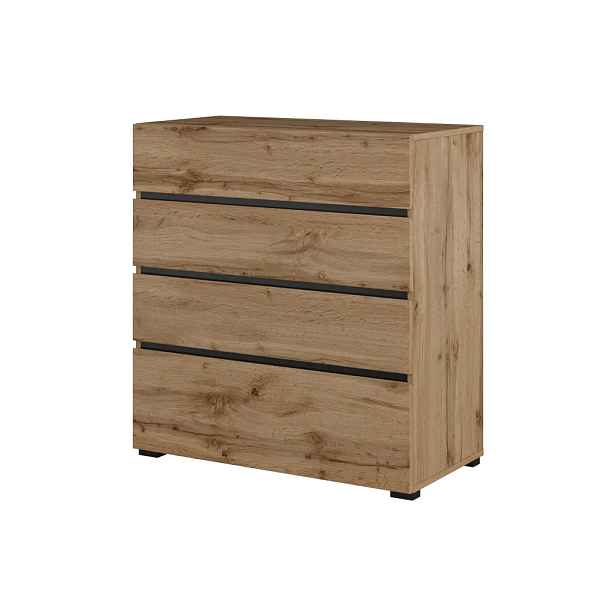 Komoda BONIFACIO 4S 80 cm, dub wotan/černá