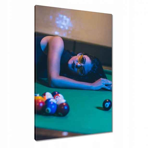 Obrazy 60x90 Kulečník Hra Stůl Bílé Tyče