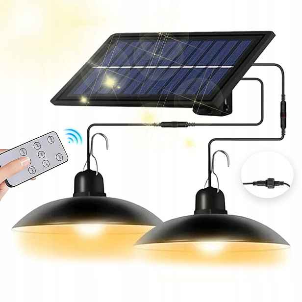 Solární závěsná zahradní lampa 2x se samostatným panelem a dálkovým ovládáním Na Terasu