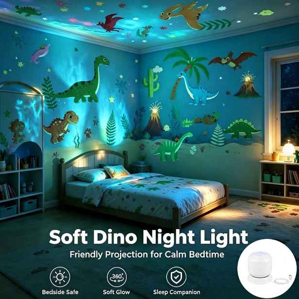 TEMU Dinosauří dynamické projekční světlo, noční světlo, USB plug-in pro použití, 360° rotující senzibilní světlo a stín pro ložnici, obývací pokoj,