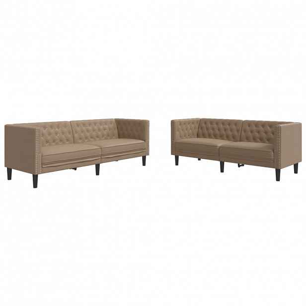 vidaXL 2dílná sedací souprava Chesterfield cappuccino umělá kůže