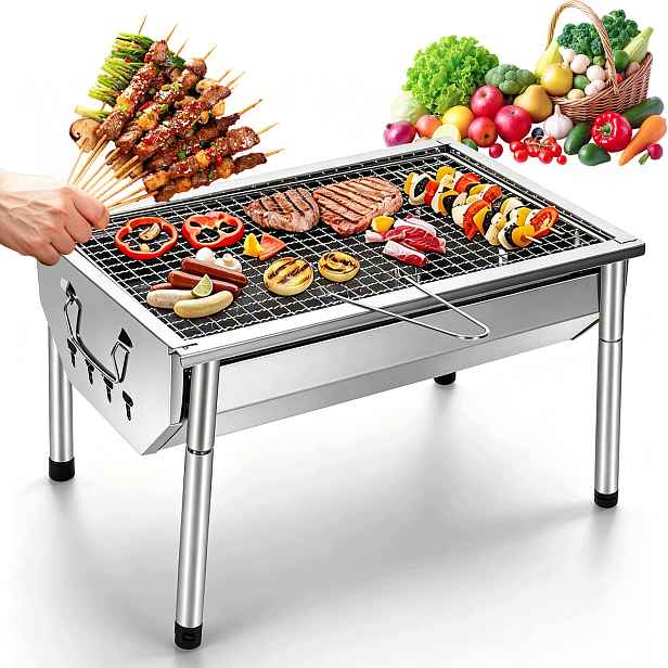 Skládací Turistický Přenosný Zahradní Gril Na Dřevěné Uhlí Bbq