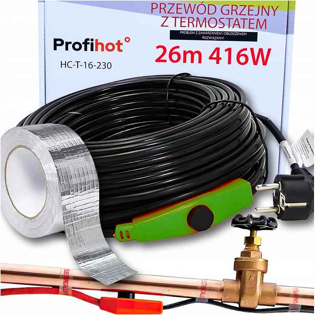 Topný Kabel s Termostatem topný kabel Páska Bonus 230V 416W 26M