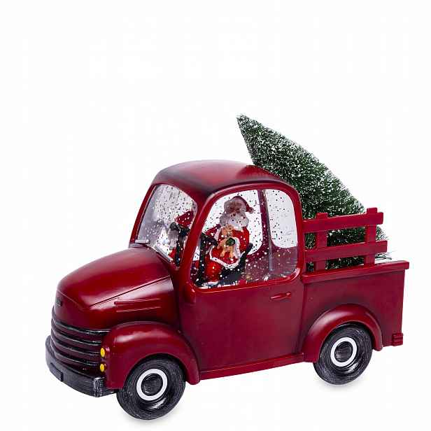 Vánoční auto s Mikulášem a vánočním stromkem – 24 cm – Hrací Skříňka Dárek