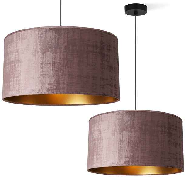 Závěsná Stropní Lustrová Lampa S Velurovým Stínítkem, Růžová, Zlatá, Vhodná Do Ložnice