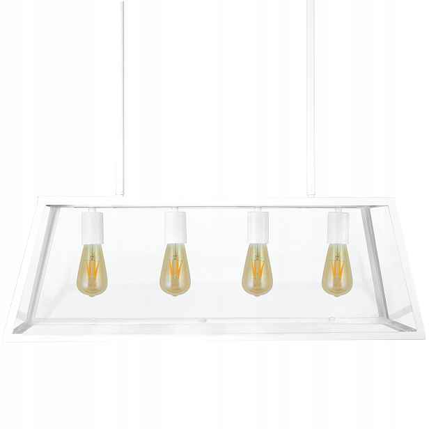 Závěsná lampa lustr bílý skleněný loft do obývacího pokoje 78 cm 4 body Polux