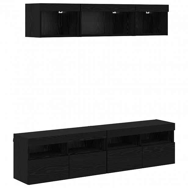 vidaXL TV nástěnné jednotky s LED 5 ks Černý dub Kompozitní dřevo