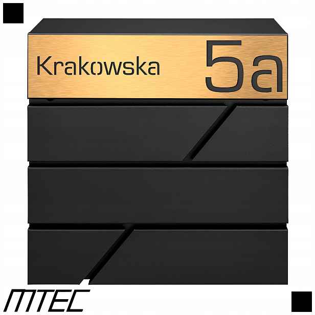 Personalizovaná Černá Poštovní Schránka Se Zlatou Tabulkou A Číslem Mtec