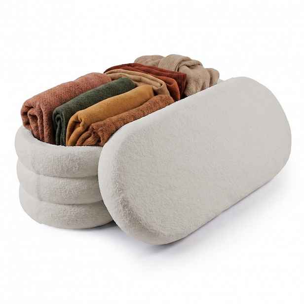 Relaxdays LAVICE Krémová teddy potah s úložným prostorem 42x110x45 cm