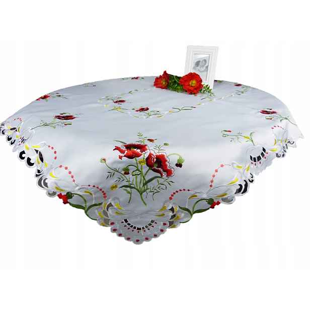Ubrus na stůl 150x260 cm krémový Červené Máky