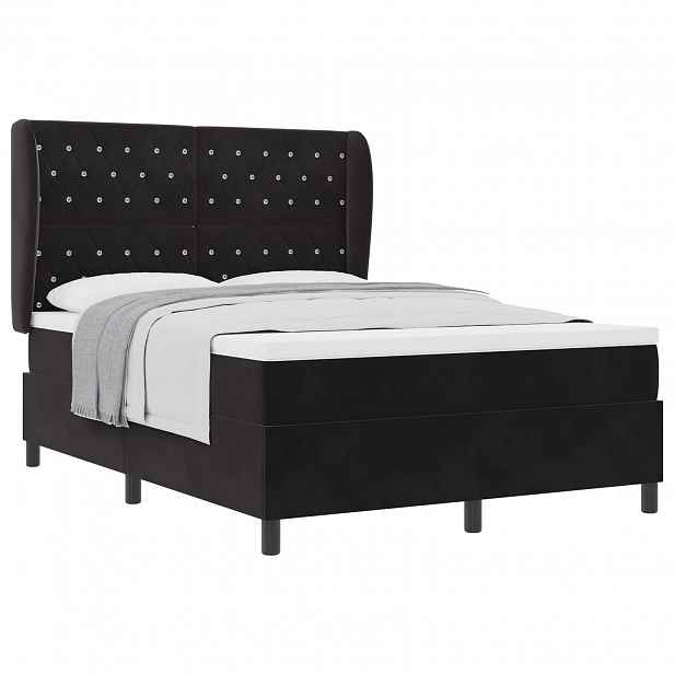 vidaXL Postel s boxspringem s matrací s čelo Černý 200 x 140 cm samet
