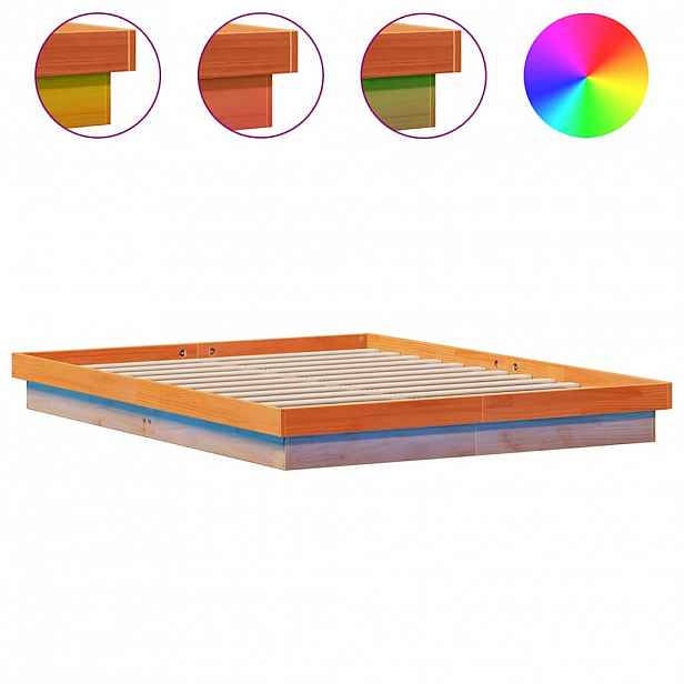 vidaXL Rám postele s LED voskově hnědý 150 x 200 cm masivní borovice