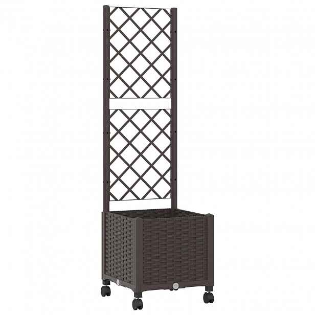 vidaXL Zahradní truhlík s treláží a koly Hnědá 40 x 40 x 146 cm PP
