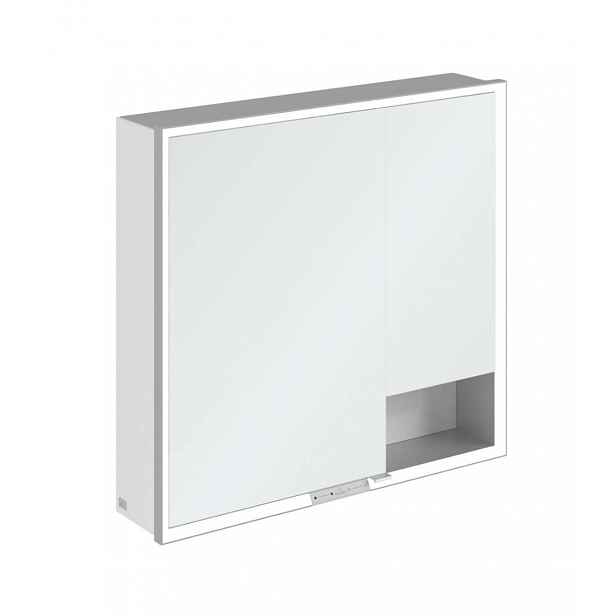 Villeroy & Boch My View+ - Zrcadlová skříňka s LED osvětlením 80x75x17 cm, 2 dvířka, Brilliant White/šedá A48180VE