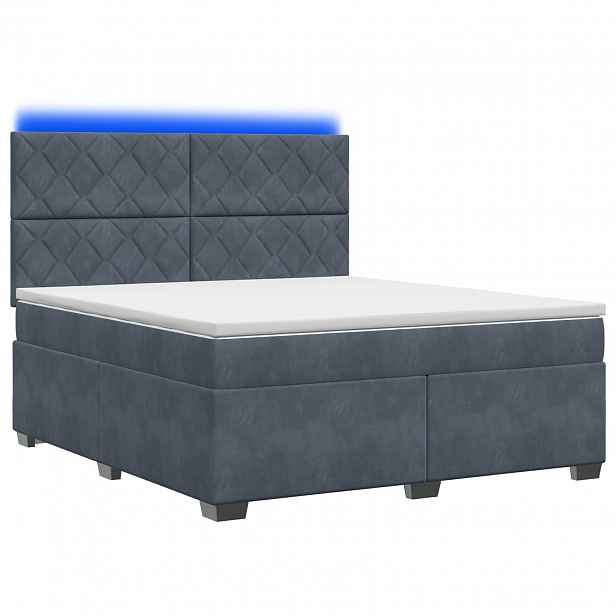 vidaXL Postel boxspring s matrací s čelo Tmavě šedá 140 x 190 cm Samet