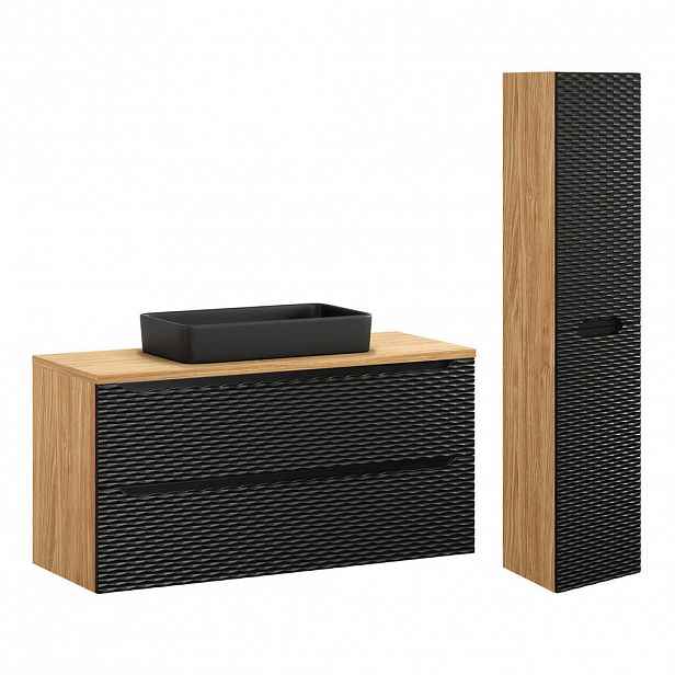 Petits-meubles KOUPELNOVÝ NÁBYTEK 120cm Elora 2er-Set Černá a dřevěná
