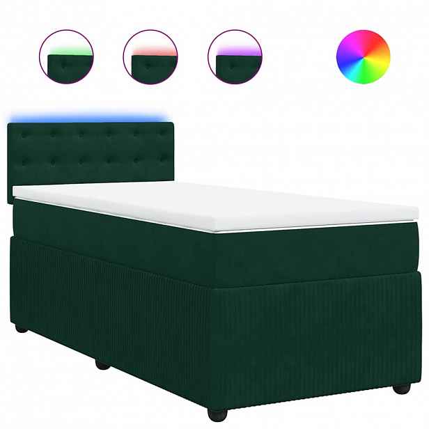 vidaXL Box spring postel s matrací tmavě zelená 90x190 cm samet