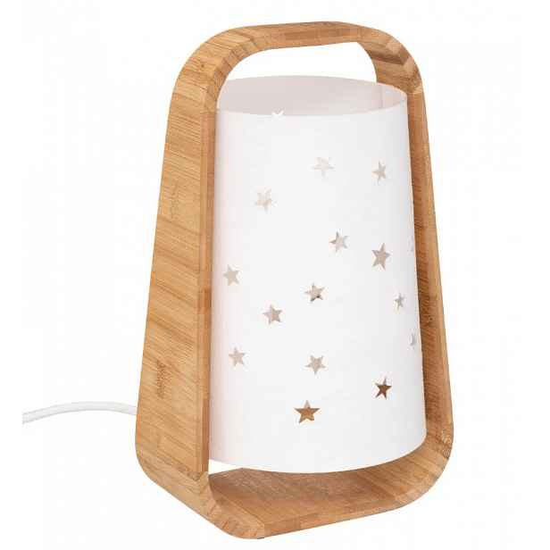 Bambusová dětská lampa STARDUST bílá, 26cm