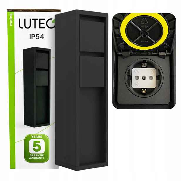 Elektrický sloupek 2xSCHUKO IP54 Černý Lutec Mains