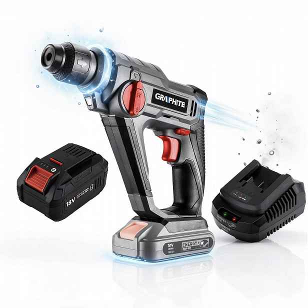 Graphite Vrtací Kladivo Sds+ Energy+ 18V 8J 58G009 Akumulátor 6AH Napájecí Zdroj