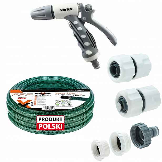 Hadice 3/4" 15 M 3 Vrstvá Spojky Pistole Polský