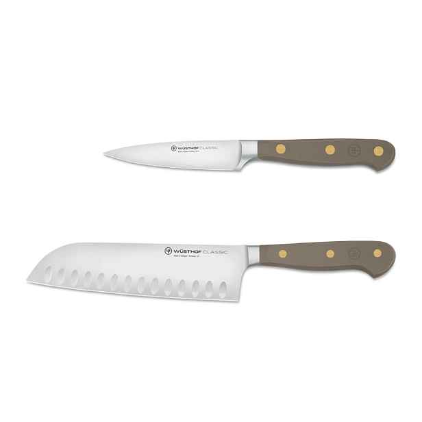 Sada 2 nožů Wüsthof Classic Color Velvet Oyster Santoku a na zeleninu