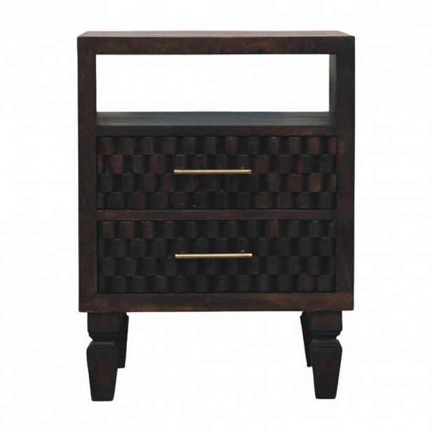 Artisan Furniture KONSOLOVÝ STŮL Kaštanová povrchová úprava, 2 zásuvky, 1 otevřená police, tmavě hnědá