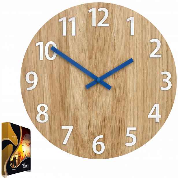 Nástěnné hodiny dřevěné dubové akrylové Amadeus Wood Black Kulatý