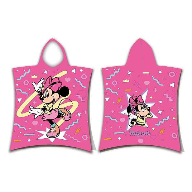 Růžové bavlněné dětské pončo velikost 3-8 let Minnie "Sparkle" – Jerry Fabrics