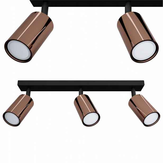 Stropní Svítidlo Stropní Lampa Černá měděná Loft Pod Led stropní svítidlo 3x GU10