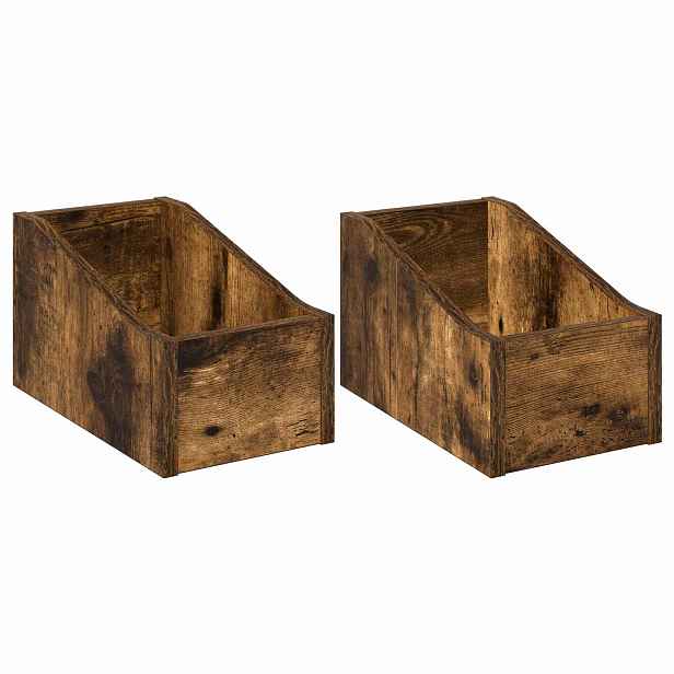vidaXL Krabice na LP desky 2 ks Kouřový dub 18 x 32 x 18 cm