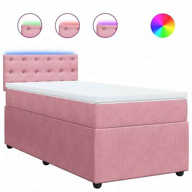 vidaXL Box spring postel s matrací růžová 90x190 cm samet