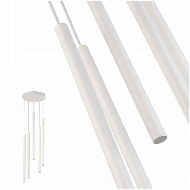 Bílá závěsná lampa Sopel 5 design v jídelně s elegancí Sigma Lighting