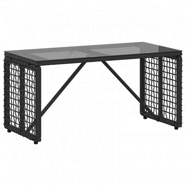 vidaXL Venkovní stůl Černý 80 x 40 x 40 cm PE ratan a sklo