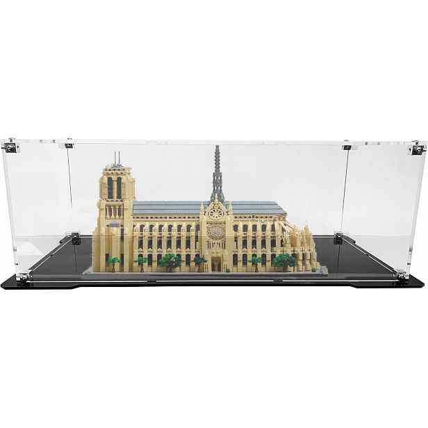 Vitrína s černou základnou pro stavebnici Lego 21061 Architecture Notre-Dame