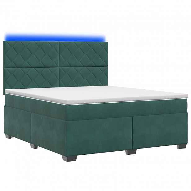 vidaXL Postel boxspring s matrací Tmavě zelená 140 x 190 cm Samet
