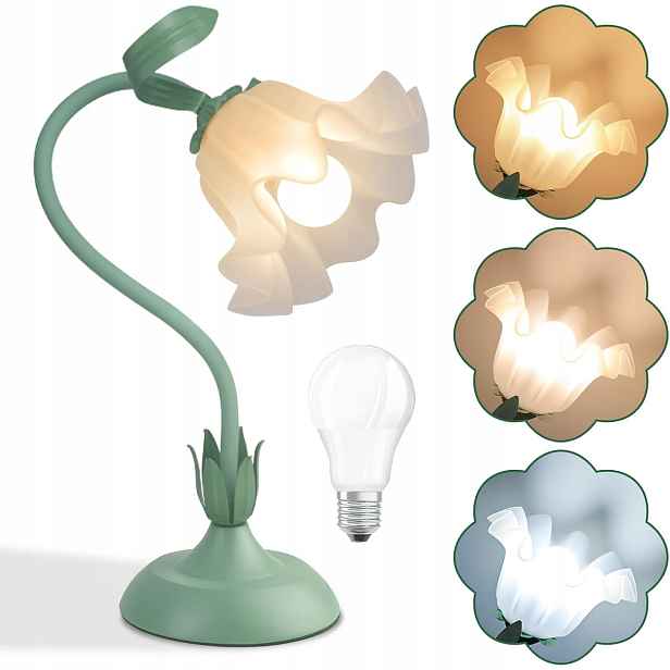 Lampička Květinová Stolní Noční Lampa Stolní Dětská Na Psací Stůl Led Retro