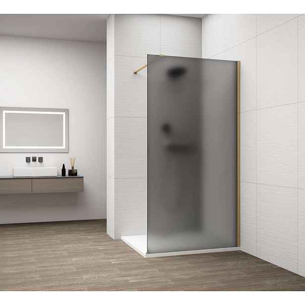 Polysan Esca - Sprchová stěna Walk-In 120x210 cm, Antidrop, kouřové matné sklo/matná zlatá ES1412-04