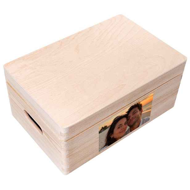 Krabička dárek k narozeninám s vlastním textem a fotografií loga, Uv tisk 30x20 cm