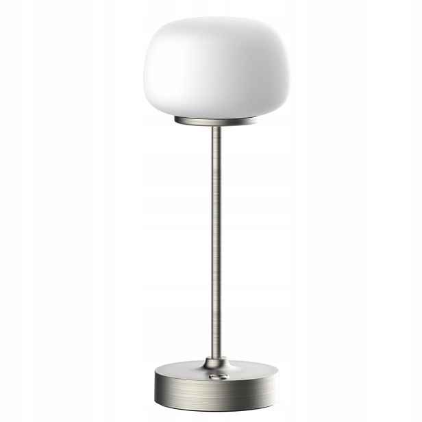 Stolní Led lampa stříbrná skleněná bílá akumulátor lampa do ložnice Polux
