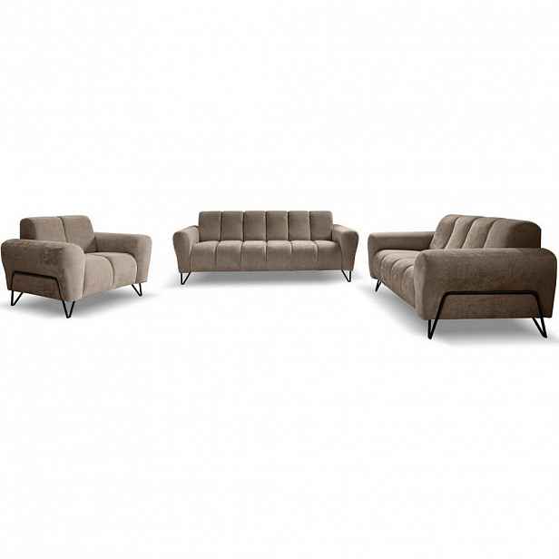 Beautysofa SEDACÍ souprava Volare (pohovky + křeslo), bez funkce spaní, hnědá
