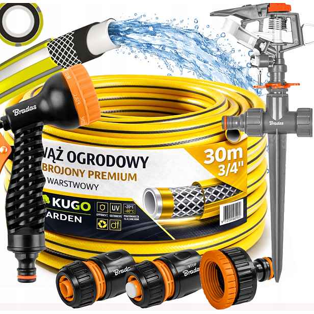 Hadice 3/4" 30 m 4 Vrstvy Premium Gun Zavlažovač Set Bradas