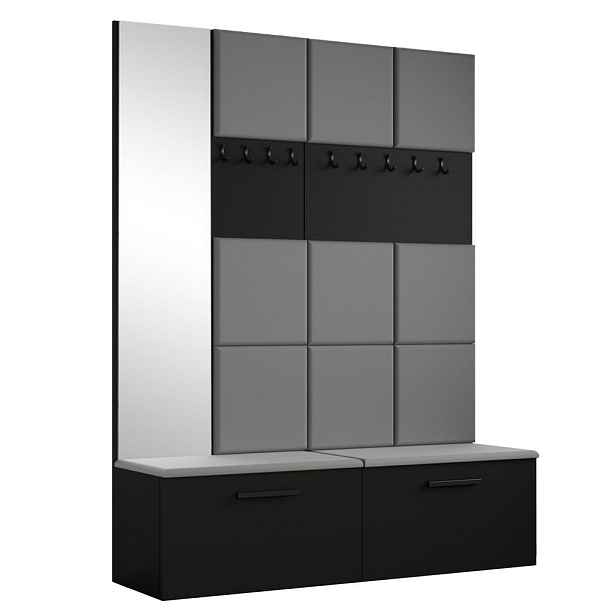 MASSENO MODERNÍ PŘEDSÍŇOVÁ SESTAVA MODULO, 161,2/204/40 cm, černá