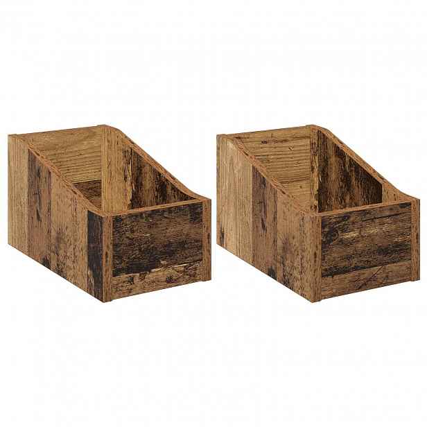 vidaXL Krabice na LP desky 2 ks Staré dřevo 18 x 32 x 18 cm