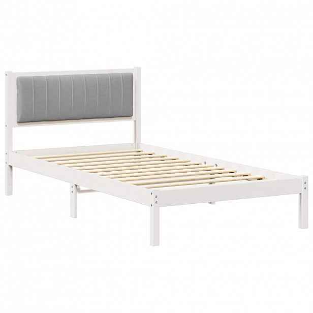vidaXL Rám postele s čalouněným čelem s čelo Světle šedá 100 x 200 cm