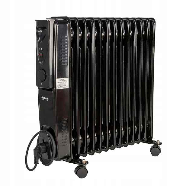 Elektrický Olejový Radiátor 2500 W Černý, Silný Olejový Termostat