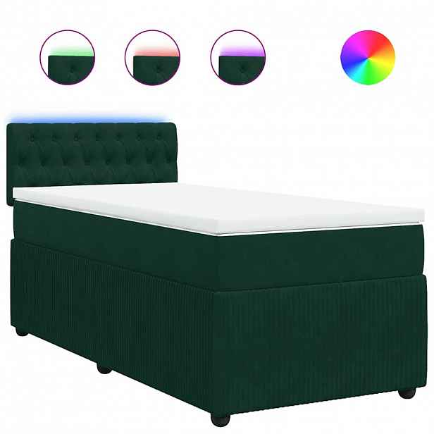 vidaXL Box spring postel s matrací tmavě zelená 90x190 cm samet