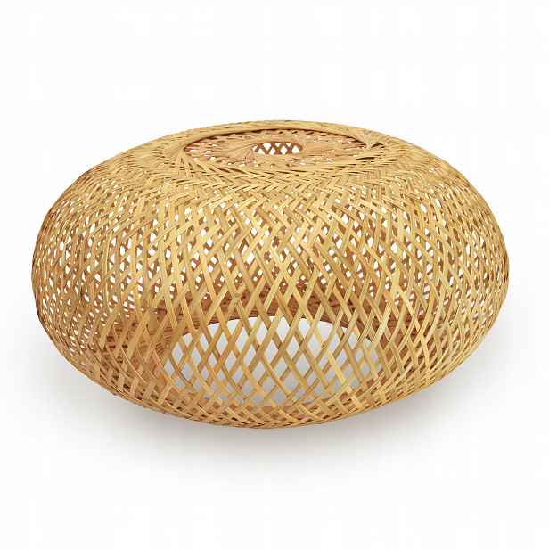 Bambusové ratanové stínítko pro lampu Boho béžové Pletené sólo E27