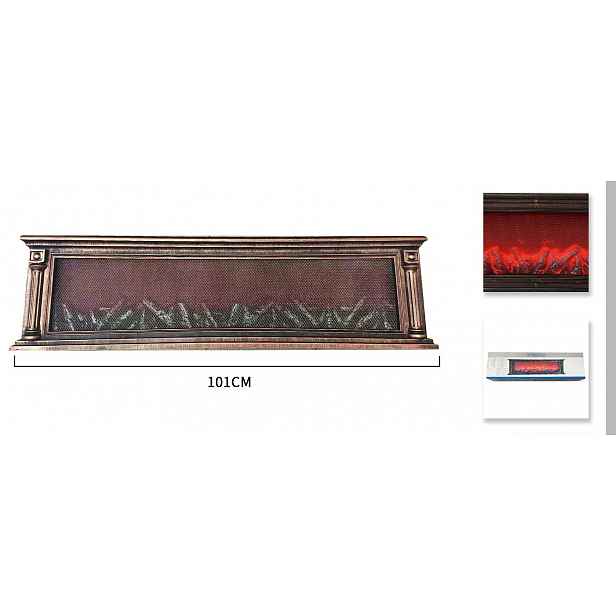 Velký Led krb s efektem plamene 101 cm Zlatý nástěnný lampion Retro Premium