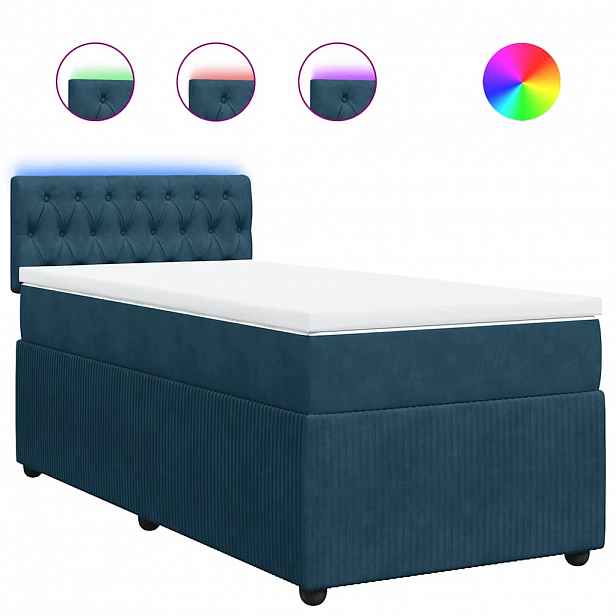 vidaXL Box spring postel s matrací modrá 90 x 190 cm samet